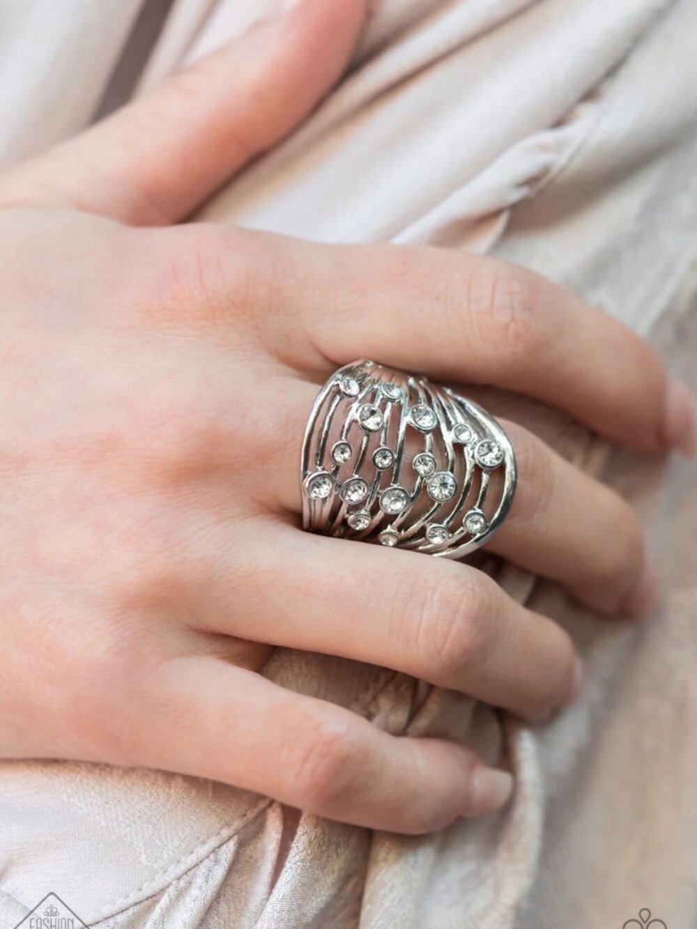 Paparazzi Jewelry Accessories - Radiantly Rising - White Ring - Vintage